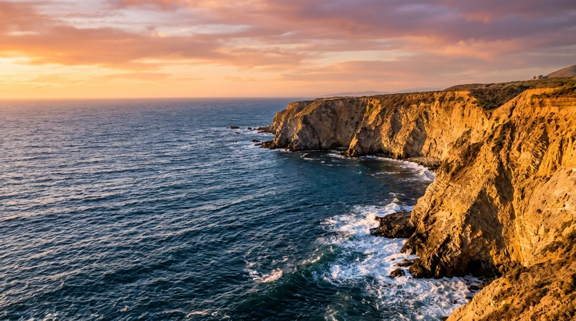 California coastline, downtown streetscape, and rolling hills representing local community life