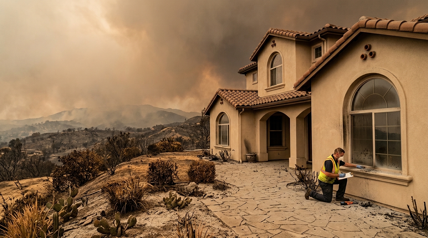 California home being inspected for wildfire smoke and ash damage